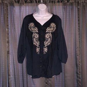Sonoma navy blue blouse with appliqué